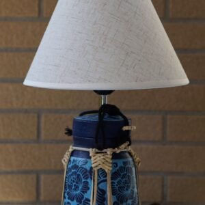 Handcrafted Blue Floral Bamboo Lamp