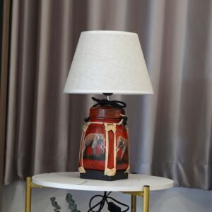 Handcrafted Red Elephant Bamboo Lamp