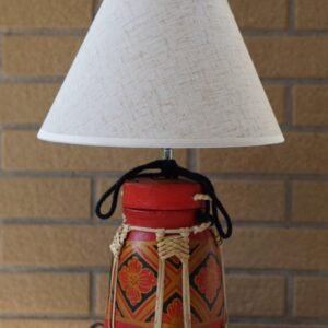 Handcrafted Red and Gold Bamboo Lamp