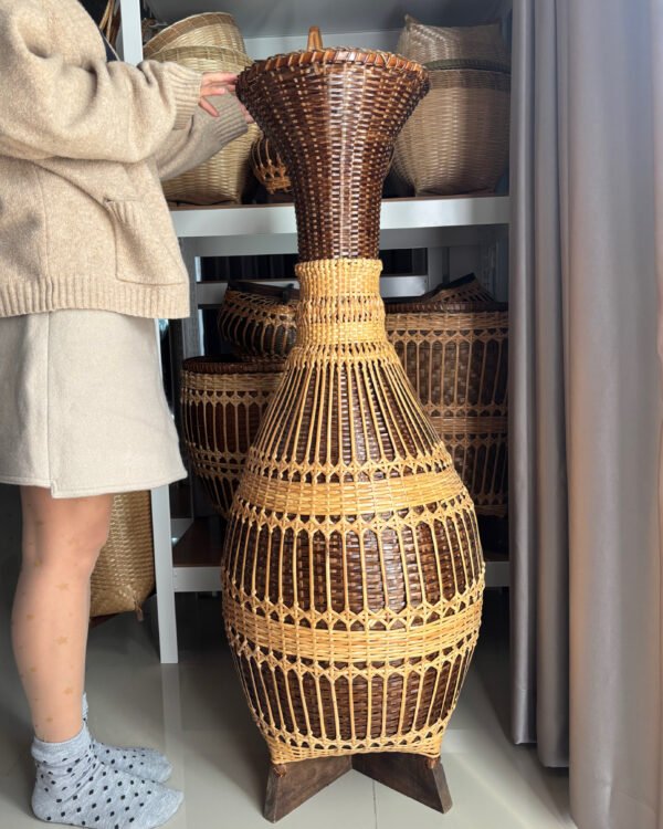 Handcrafted Bamboo & Rattan Woven Vase - Image 10