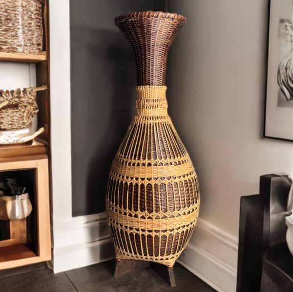 Handcrafted Bamboo & Rattan Woven Vase - Image 7