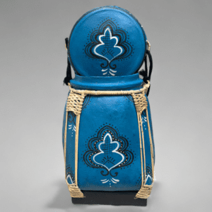 Bamboo Rice Box Blue with Paisley Pattern